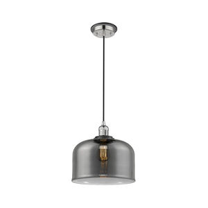 Franklin Restoration X-Large Bell 1 Light 12 inch Polished Nickel Mini Pendant Ceiling Light in Plated Smoke Glass
