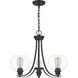 Pruitt 3 Light 22 inch Matte Black Chandelier Ceiling Light