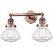 Franklin Restoration Olean 2 Light 17 inch Antique Copper Bath Vanity Light Wall Light in Clear Glass, Franklin Restoration