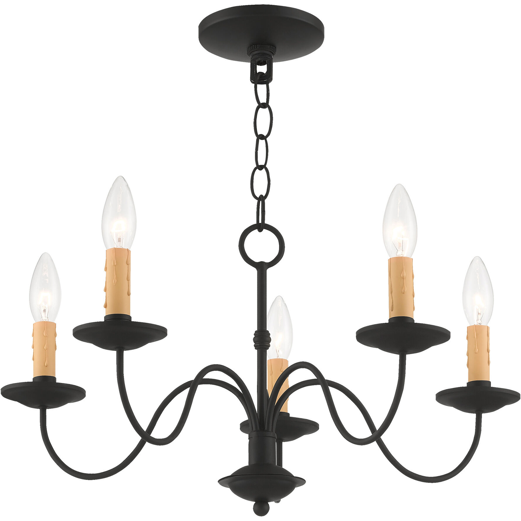 Heritage 5 Light 20 inch Black Chandelier Ceiling Light