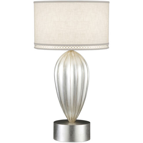 Allegretto 33 inch 150 watt Silver Table Lamp Portable Light in White Textured Linen