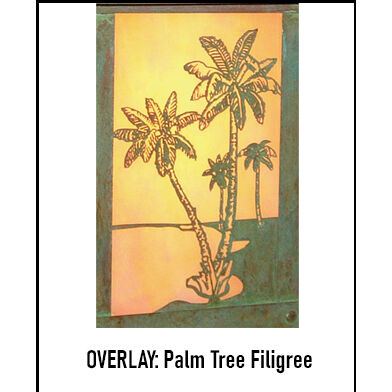 Timber Ridge 1 Light 13 inch Antique Copper Column Mount in Gold White Iridescent, Palm Tree Filigree