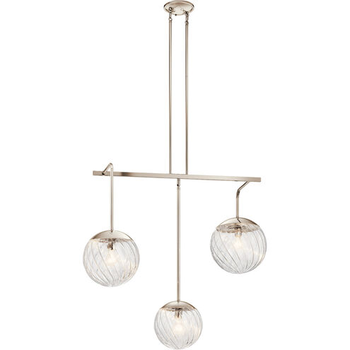Amaryliss 3 Light 32 inch Polished Nickel Chandelier Linear (Single) Ceiling Light, Single