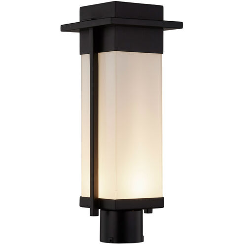 Fusion LED 18 inch Matte Black Outdoor Post Light in Seeded Fusion