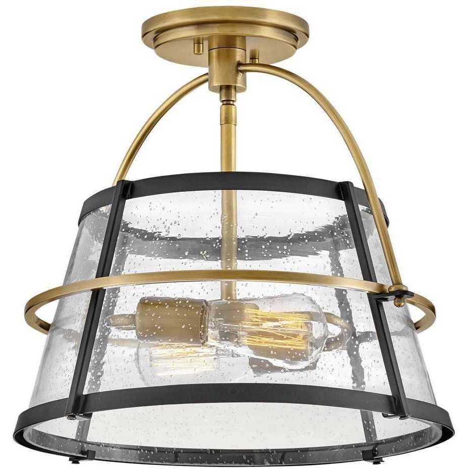 Black and brass semi flush hot sale mount