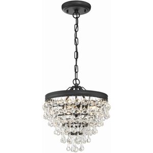 Calypso 3 Light 13 inch Matte Black Mini Chandelier Ceiling Light