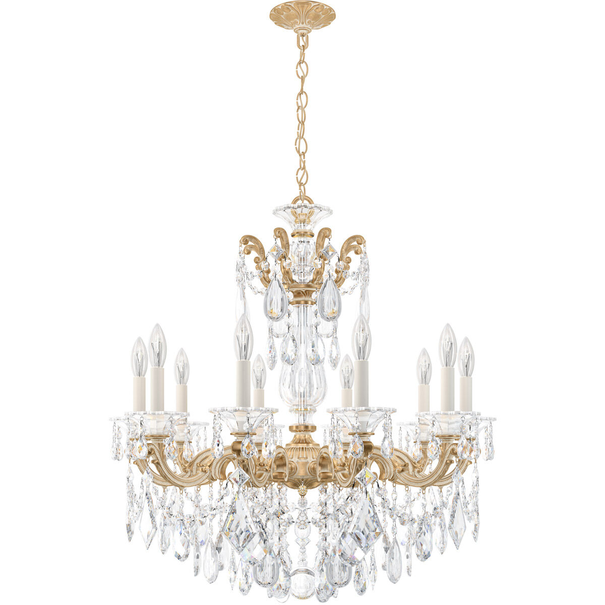 La Scala 10 Light 28 inch Parchment Gold Chandelier Ceiling Light in Heritage, Parchment Gold Cast