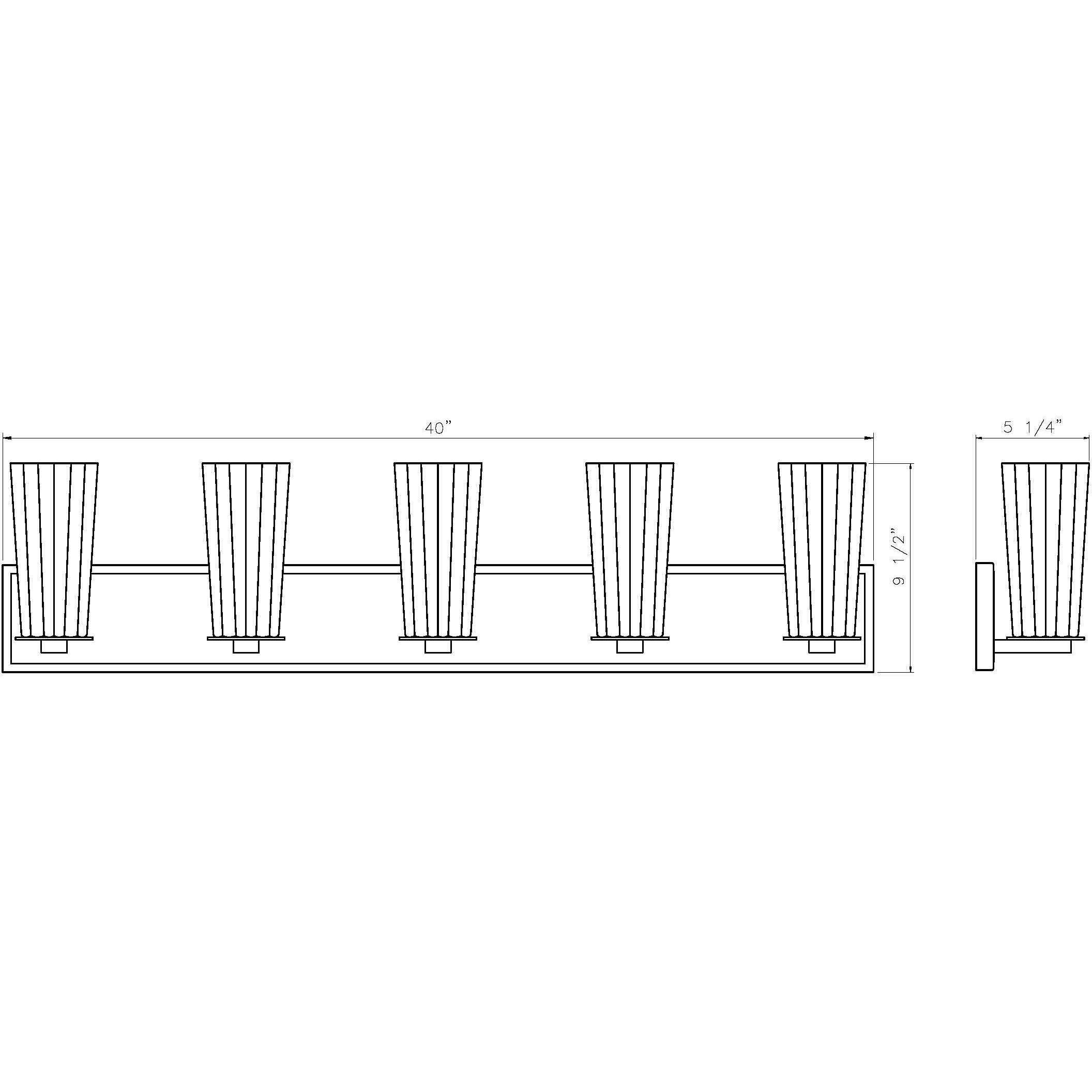 Titus 5 Light 40 inch Modern Gold Bath Vanity Light Wall Light