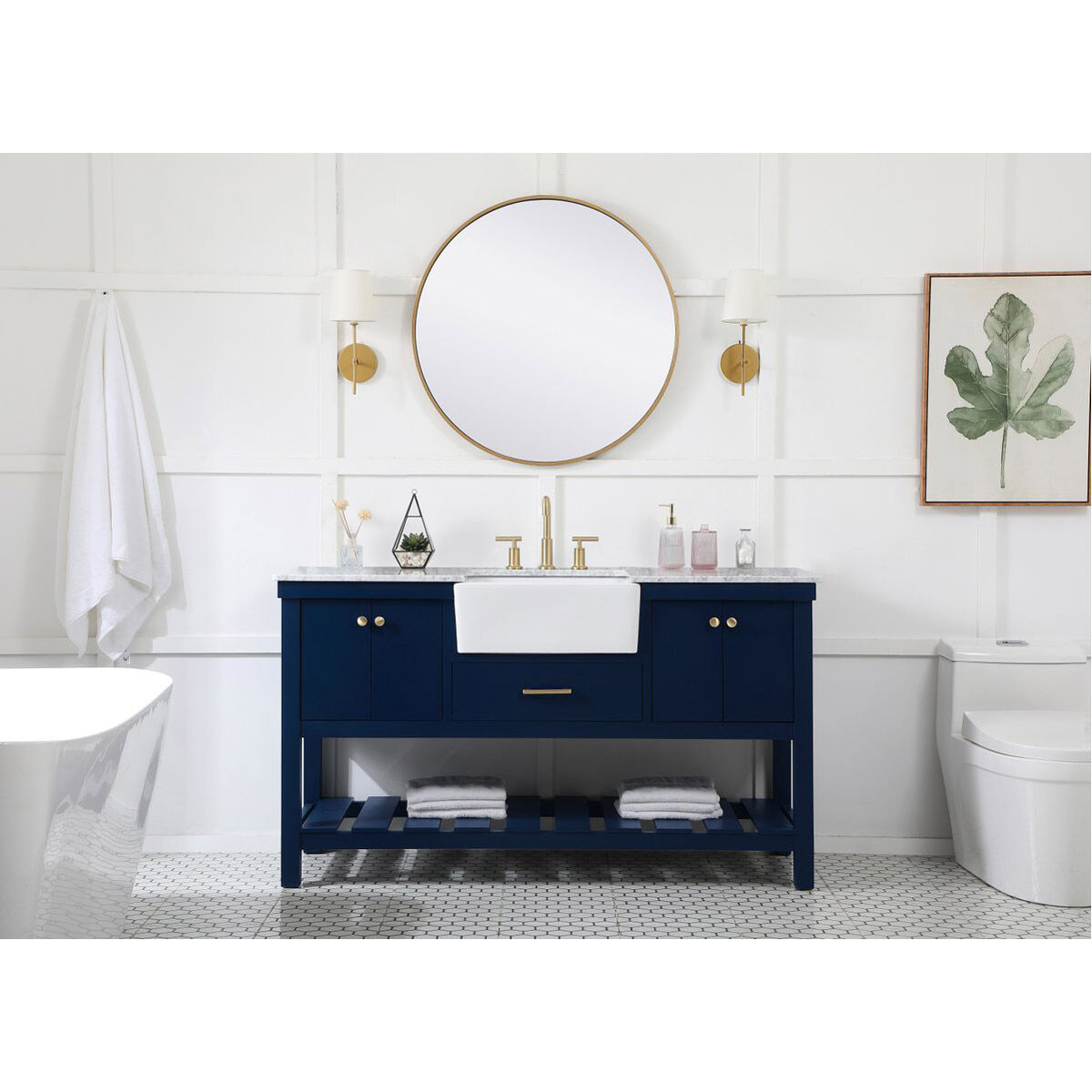 Clement 60 X 22 X 34.13 inch Blue Bathroom Vanity Cabinet
