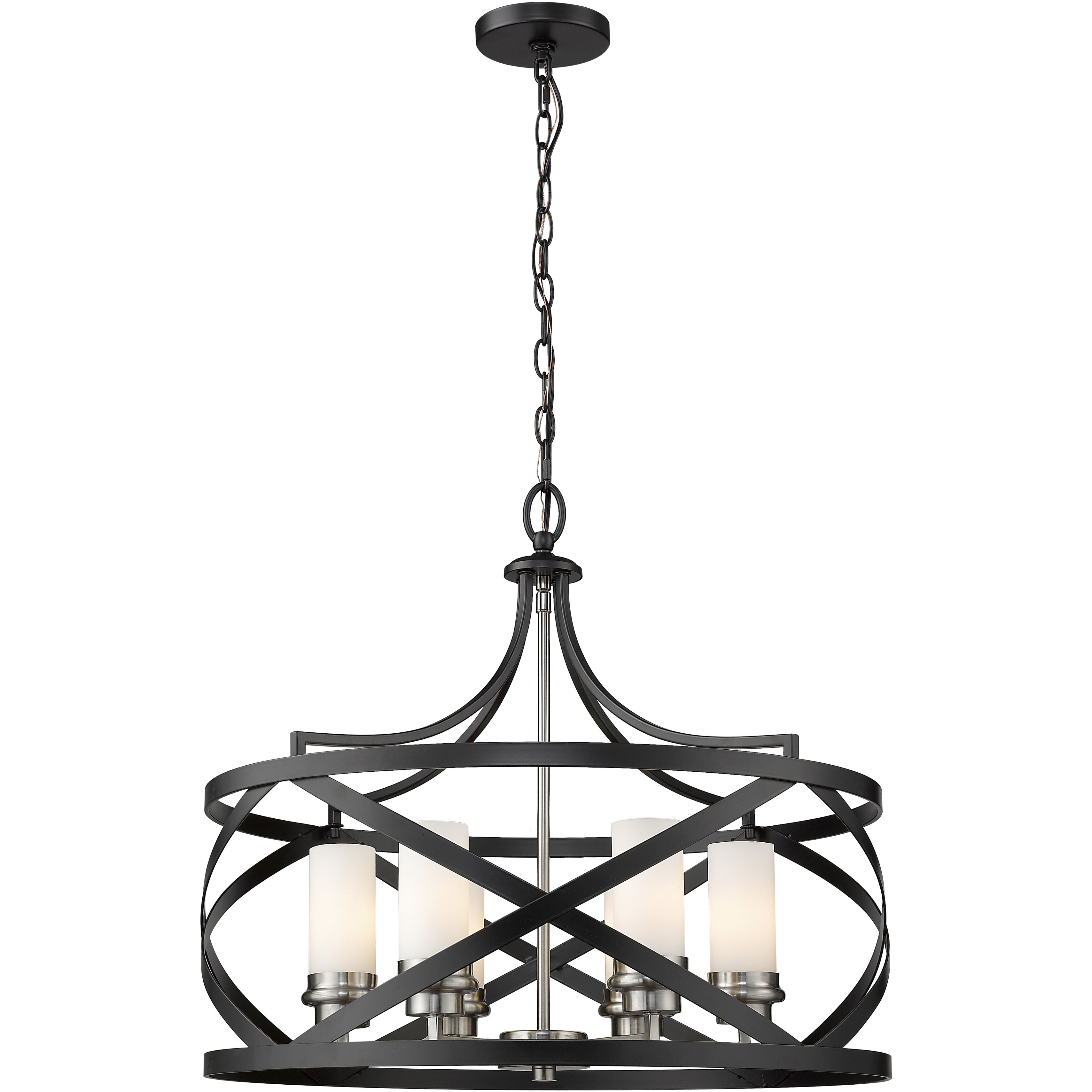 Malcalester 6 Light 24 inch Matte Black and Brushed Nickel Chandelier Ceiling Light