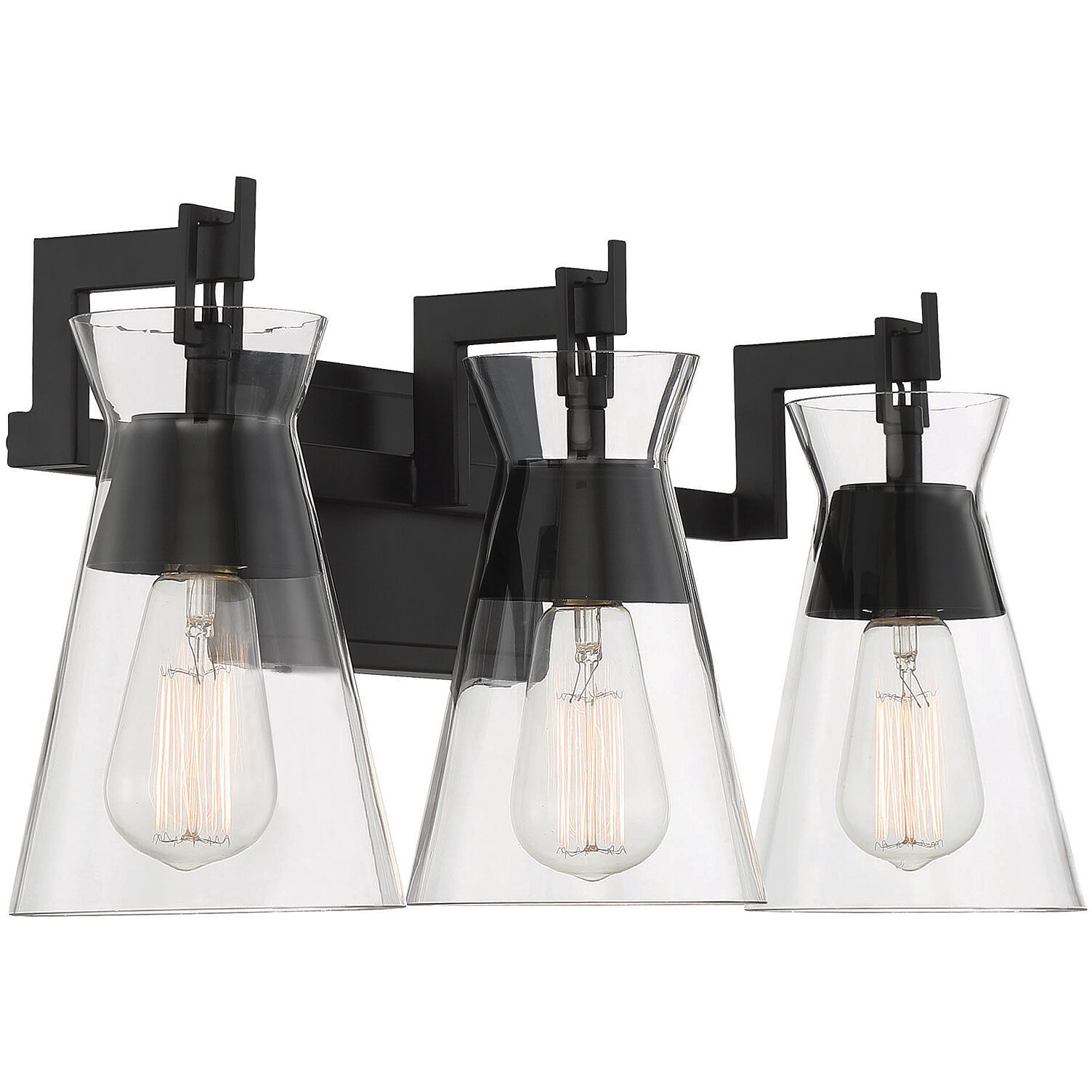 Lakewood 3 Light 24 inch Black Bathroom Vanity Light Wall Light, Essentials