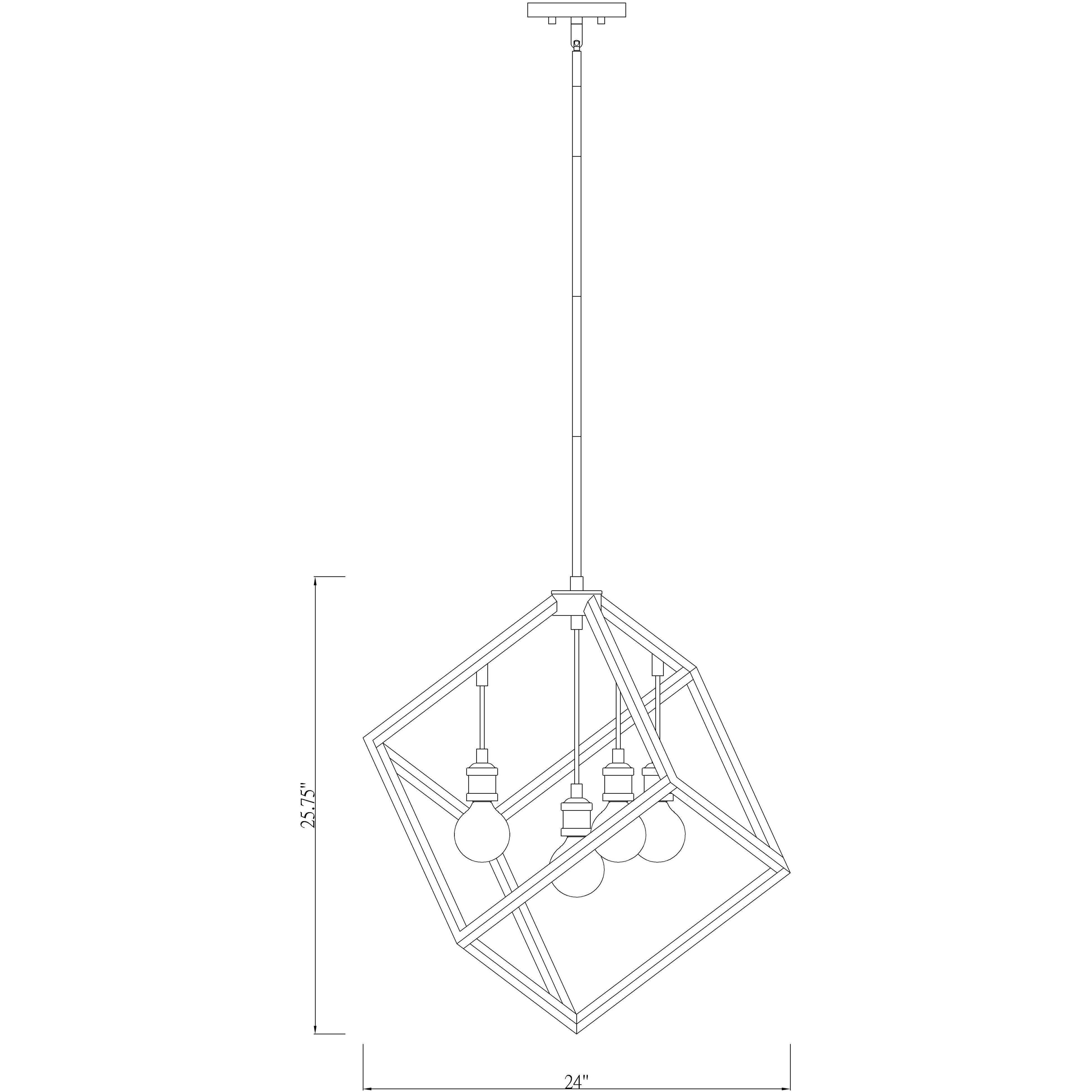 Vertical 4 Light 24 inch Bronze and Olde Brass Chandelier Ceiling Light