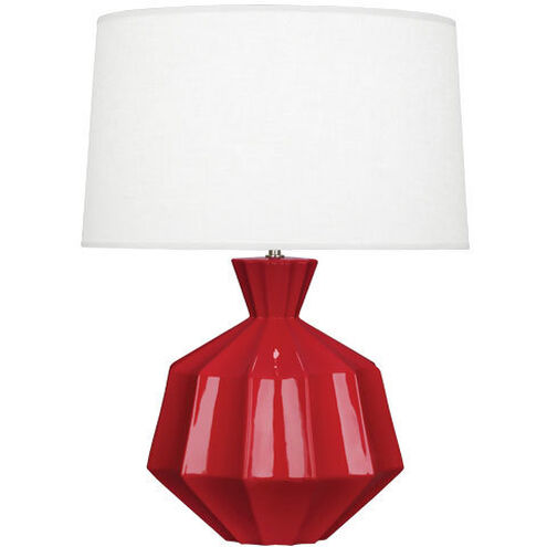 Orion 27 inch 150.00 watt Ruby Red Table Lamp Portable Light, Polished Nickel Accents