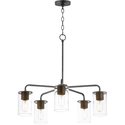 Sleek 5 Light 24.5 inch Antique Brass/Black Chandelier Ceiling Light in Antique Brass and Black