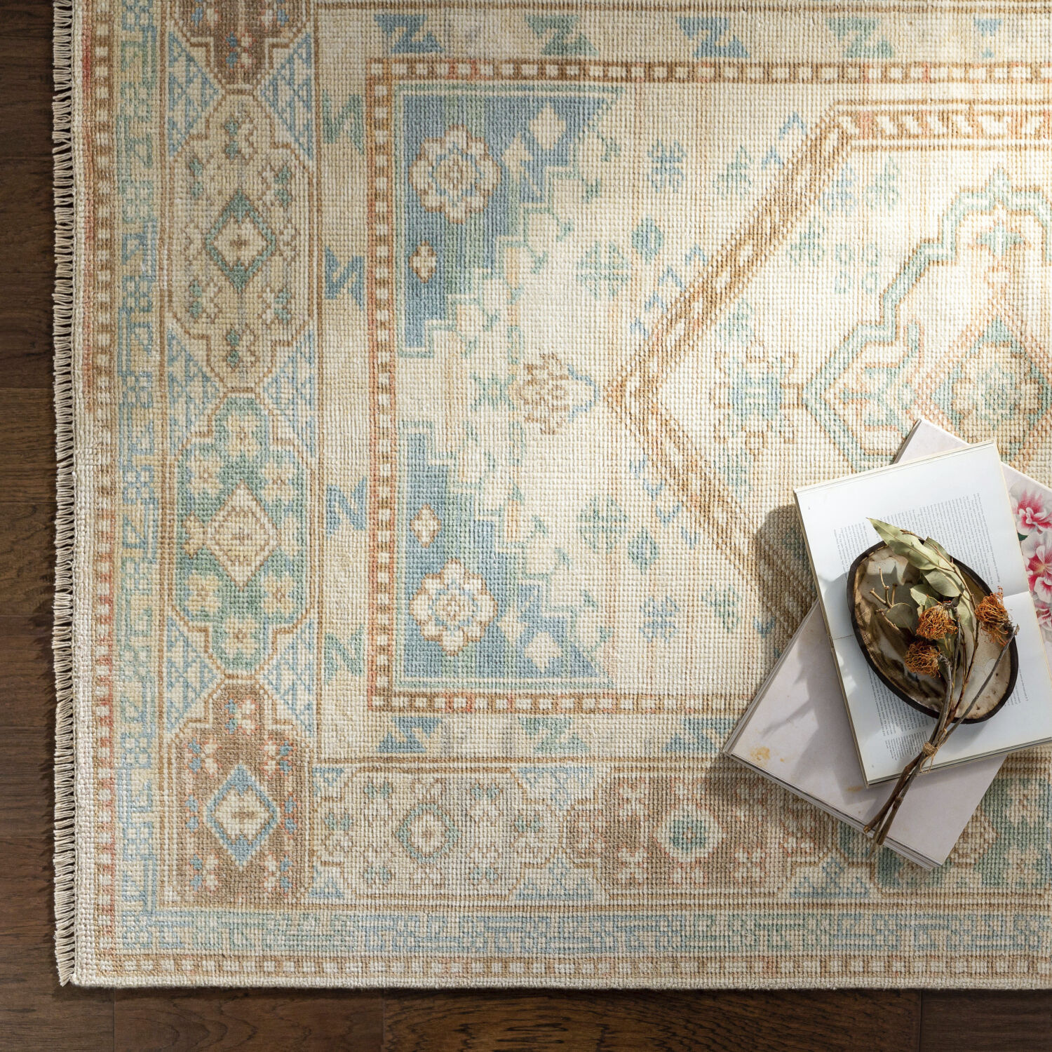 Anadolu 120 X 96 inch Ice Blue Rug, Rectangle