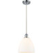 Ballston Dome LED 9 inch Polished Chrome Mini Pendant Ceiling Light in Matte White Glass, Black Textured