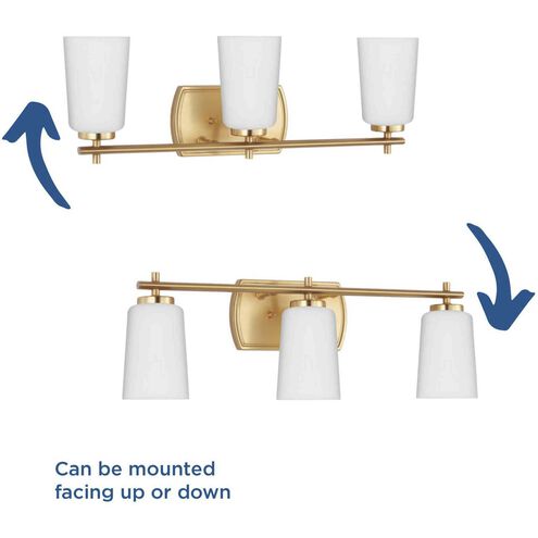 Adley 3 Light 23 inch Satin Brass Bath Vanity Light Wall Light