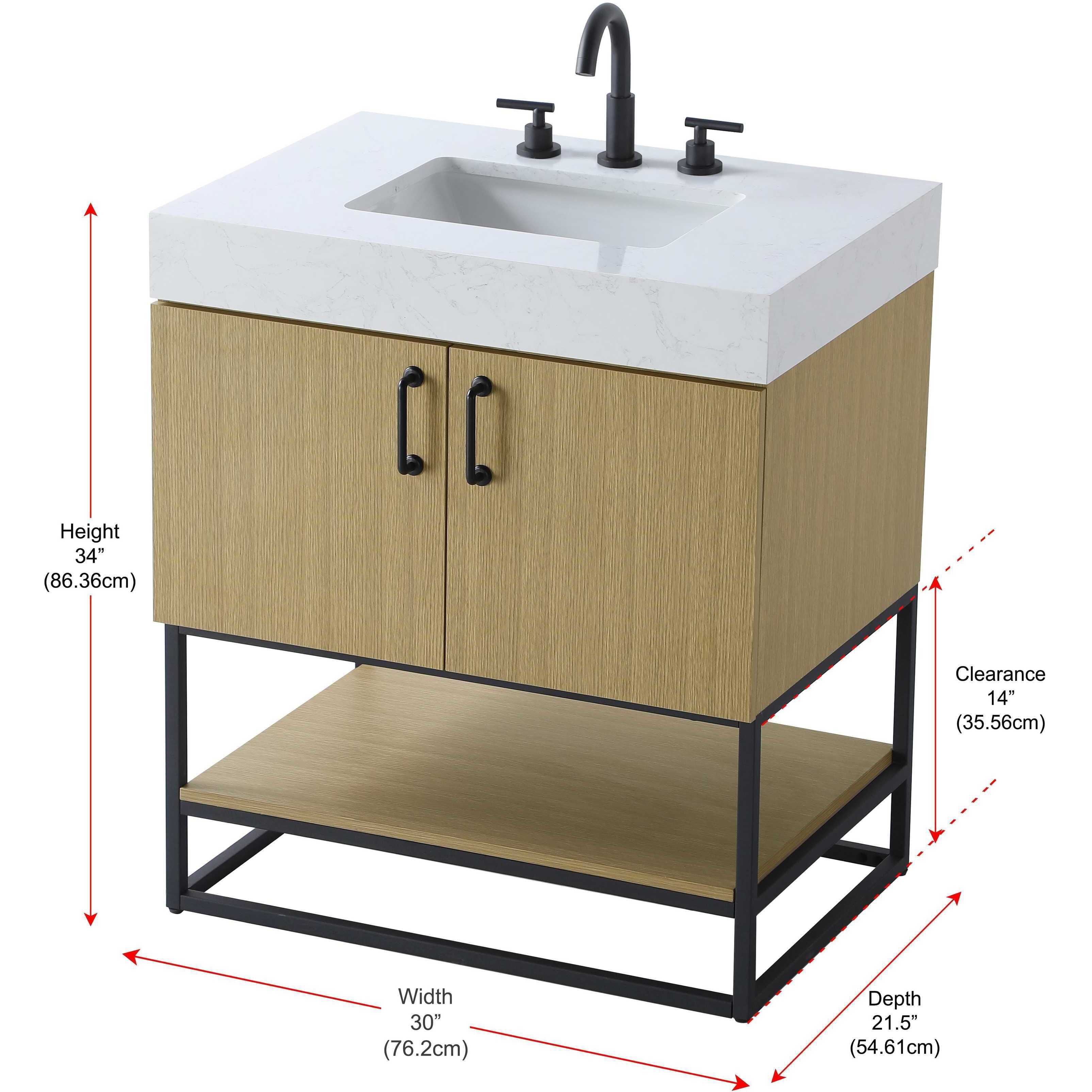 Caroline 30 X 34 inch Honey Brown Bathroom Vanity Cabinet