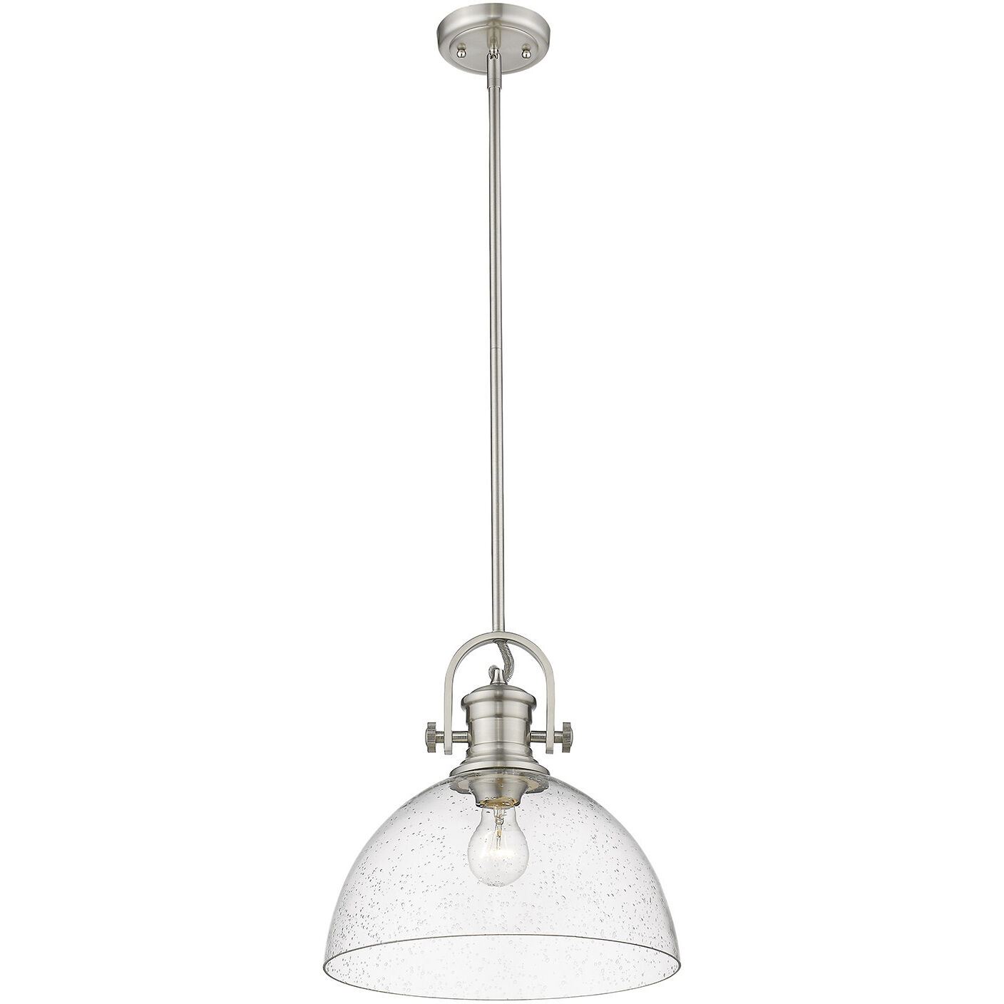 Yep Hines 1 Light 13.5 inch Pewter Pendant Ceiling Light in Seeded Glass, Large
