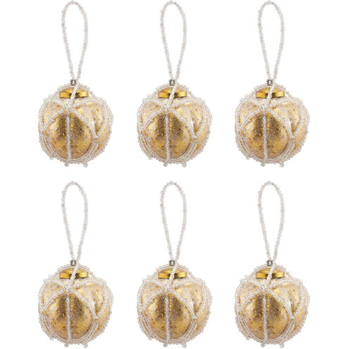 Pomeroy Gold Holiday Ornament, Beaded Optic Round