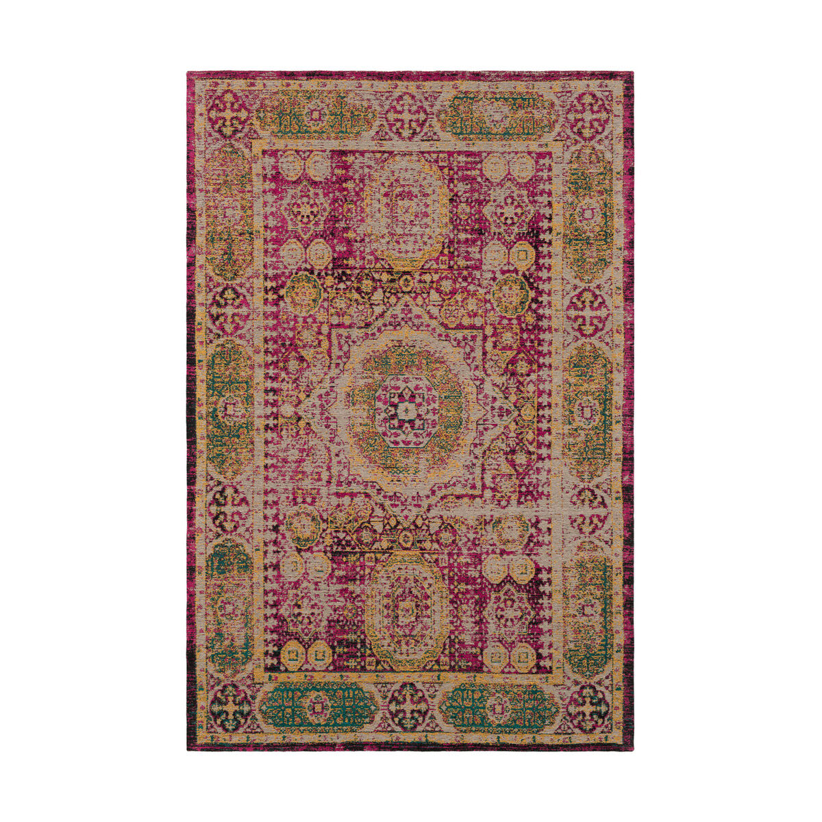 Amsterdam 36 X 24 inch Pink and Yellow Area Rug, Polyester and Cotton