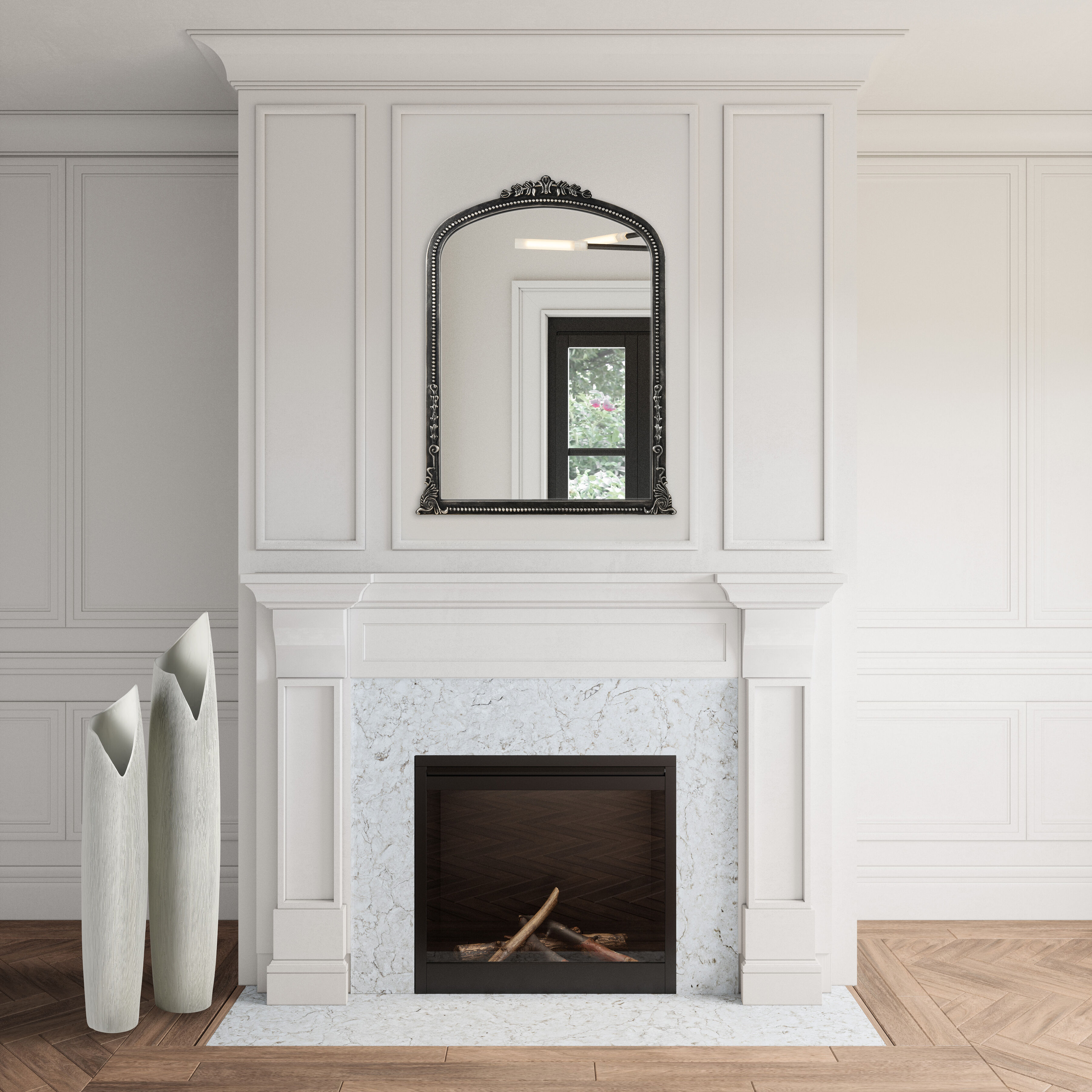 Lise 35.5 X 27 inch Aged Black with Mirror Wall Mirror