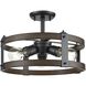 Oakhurst 3 Light Graphite and Ironwood on Metal Semi-flush Mount Ceiling Light