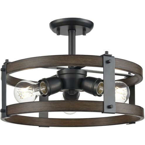 Oakhurst 3 Light Graphite and Ironwood on Metal Semi-flush Mount Ceiling Light