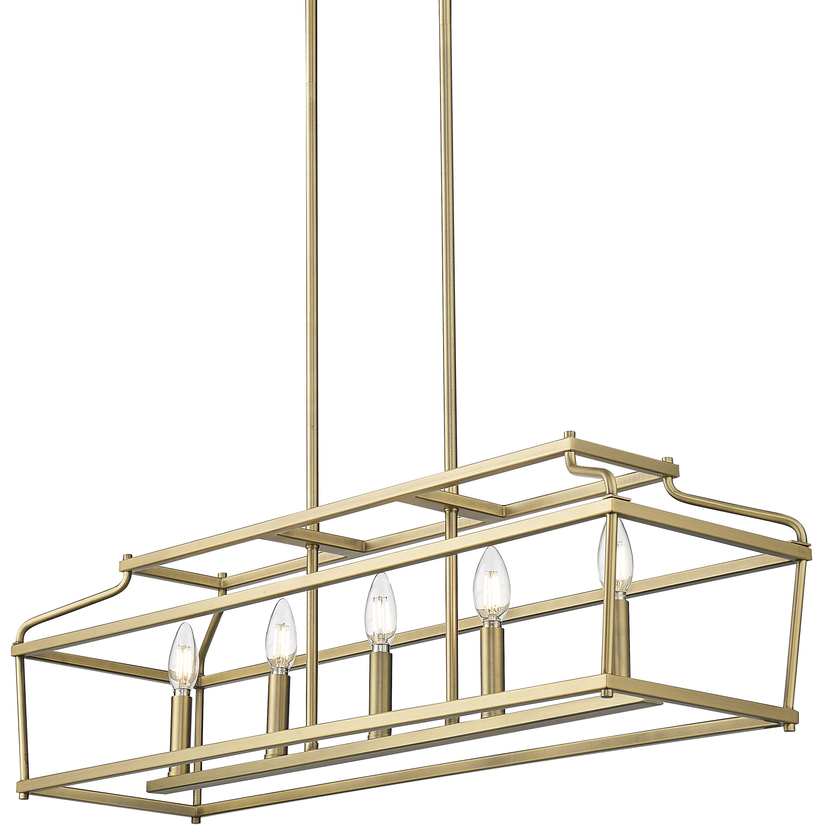Nellita 5 Light 34 inch Vintage Brass Linear Chandelier Ceiling Light