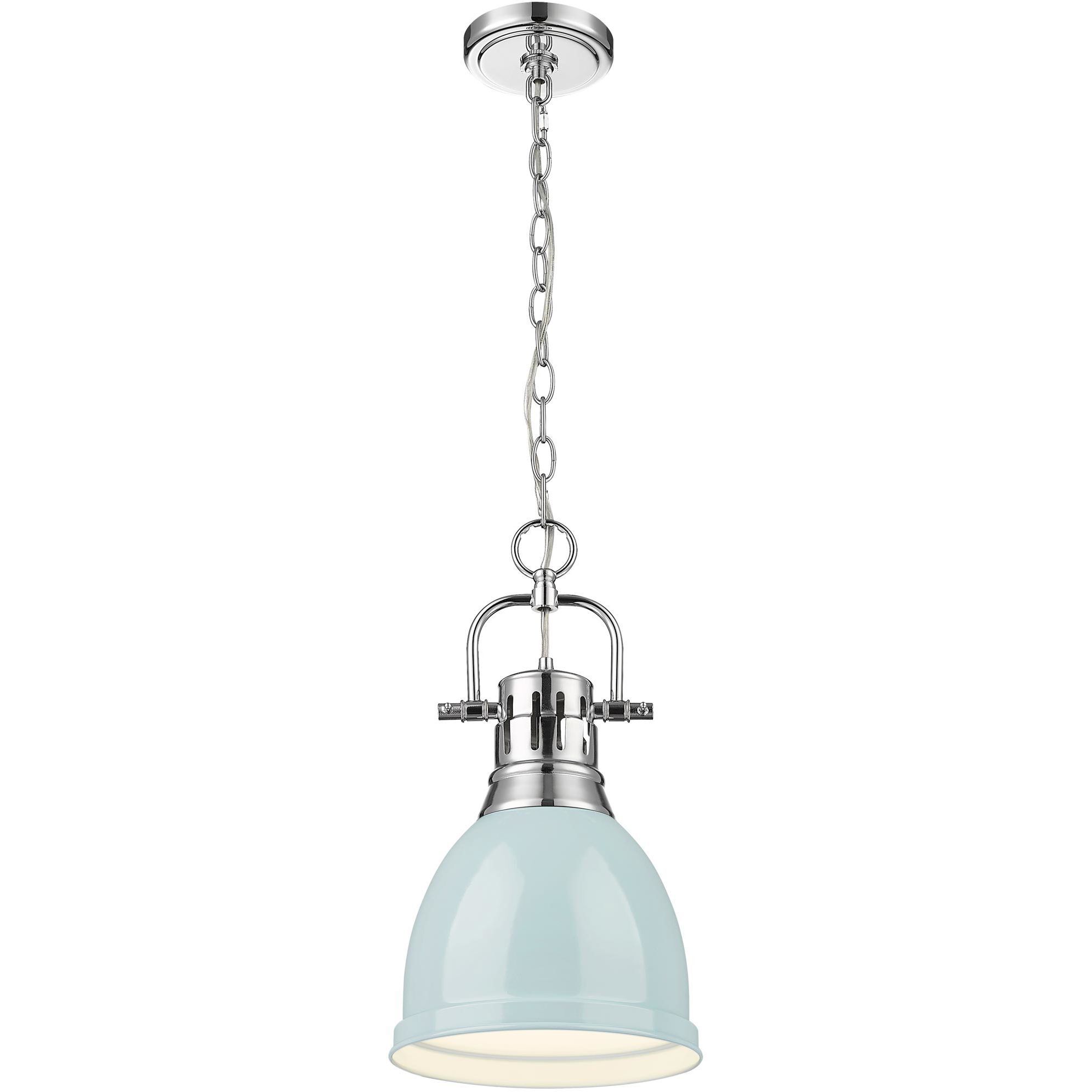 Yep Duncan 1 Light 8.88 inch Chrome Pendant Ceiling Light in Seafoam, Small