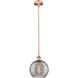 Edison Athens Deco Swirl 1 Light 10 inch Antique Copper Stem Hung Mini Pendant Ceiling Light