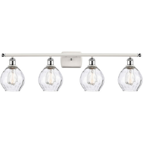 Ballston Small Waverly 4 Light 36 inch White and Polished Chrome Bath Vanity Light Wall Light, Ballston
