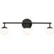 Pearl 3 Light 24 inch Black Vanity Light Wall Light