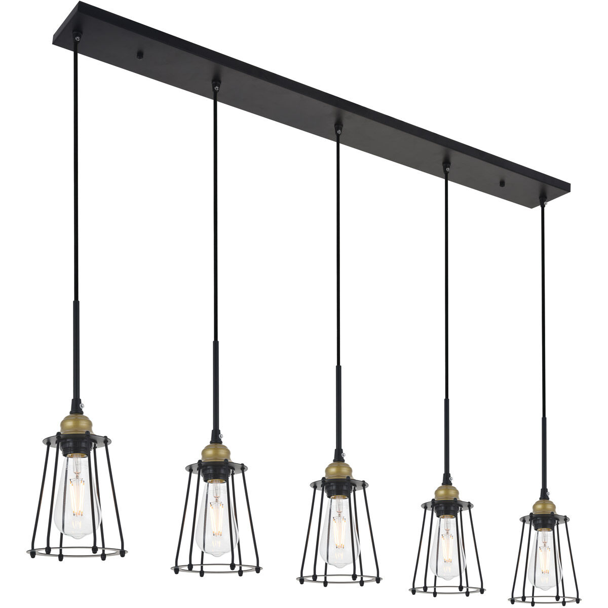 Auspice 5 Light 46 inch Brass and Black Pendant Ceiling Light