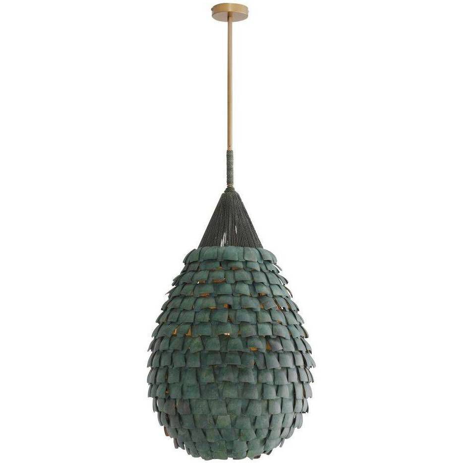 Ferndale 1 Light 20 inch Eucalyptus Stain and Dark Eucalyptus Stain with Antique Brass Pendant Ceiling Light