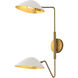 Alora Mood Oscar 2 Light 8 inch Aged Gold and White Bath Vanity Light Wall Light