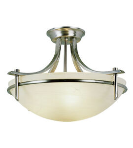Vitalian 3 Light 22 inch Brushed Nickel Semiflush Ceiling Light in White Marbleized