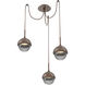 Cabochon LED 14.1 inch Burnished Bronze Swag Multi-Pendant Ceiling Light in 3000K LED, Smoke