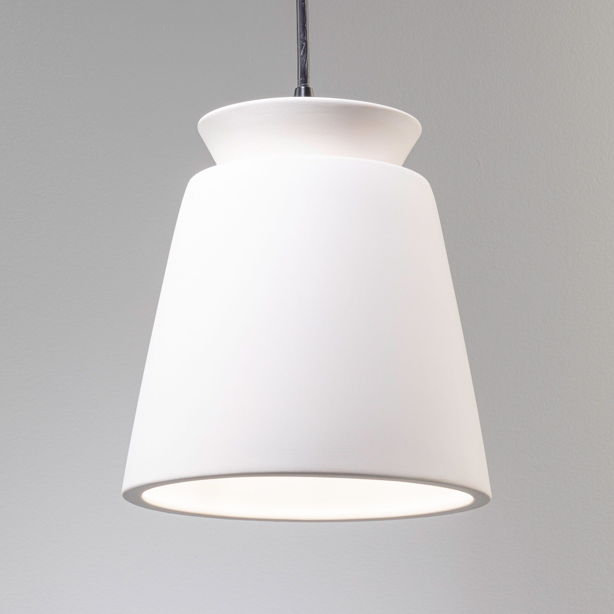 Radiance Collection - Trapezoid LED 7.75 inch Bisque and Matte Black Pendant Ceiling Light in Dedicated LED, Black Cord, Form+Finish+Function