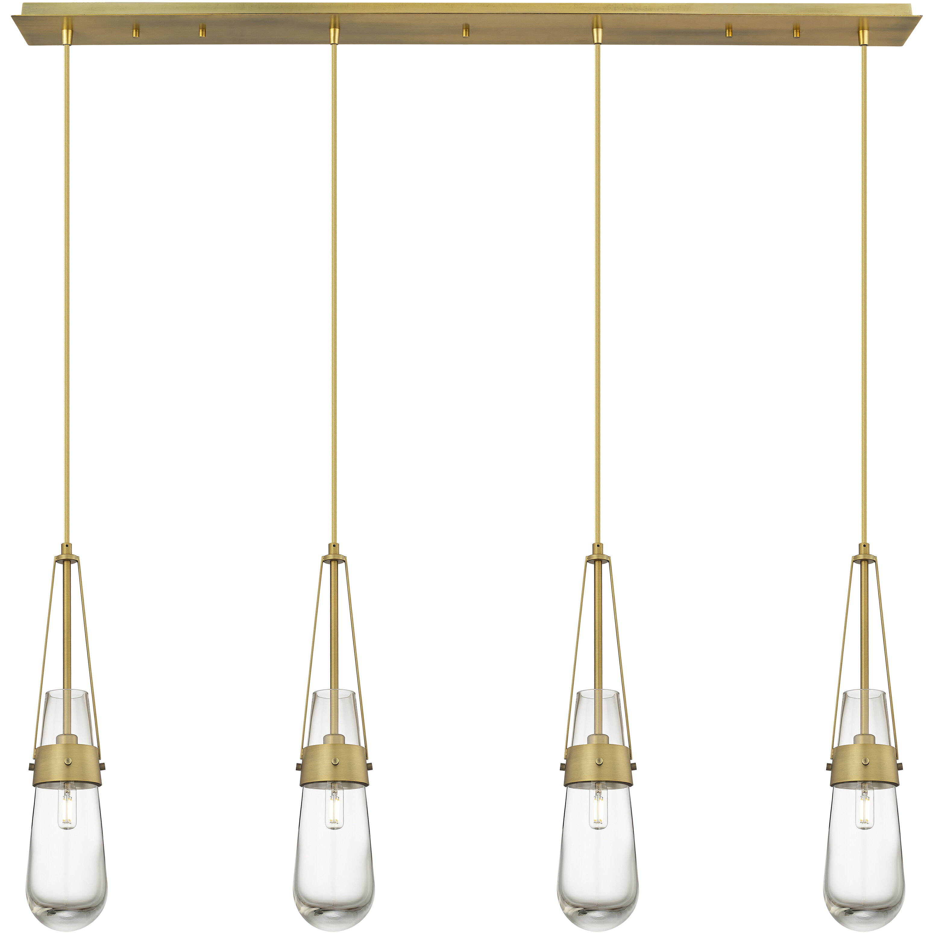 Milan 4 Light 48.13 inch Brushed Brass Linear Pendant Ceiling Light in Clear Glass