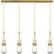 Milan 4 Light 48.13 inch Brushed Brass Linear Pendant Ceiling Light in Clear Glass