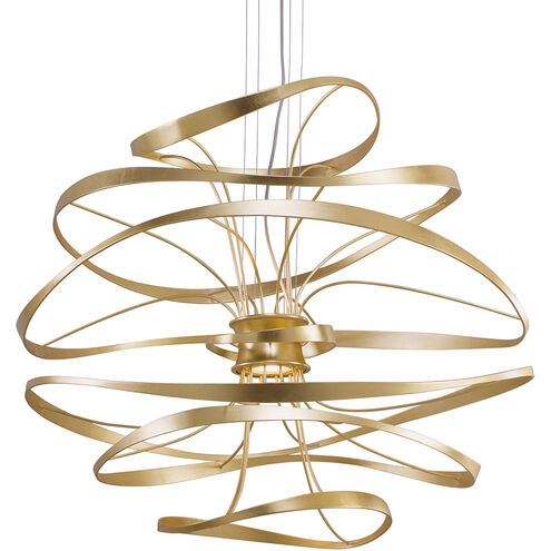 Calligraphy LED 42 inch Gold Leaf with Polished Stainless Accents Pendant Ceiling Light 