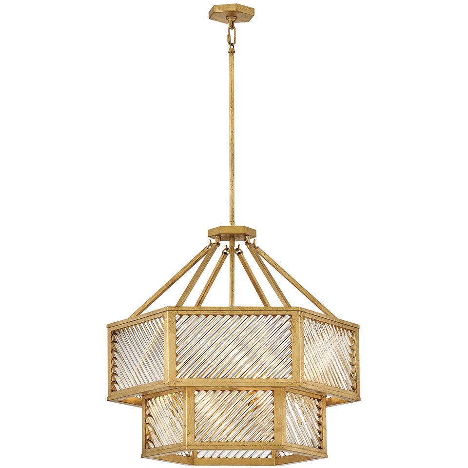 Lisa McDennon Sura 5 Light 26 inch Distressed Brass Chandelier Ceiling Light, Multi Tier