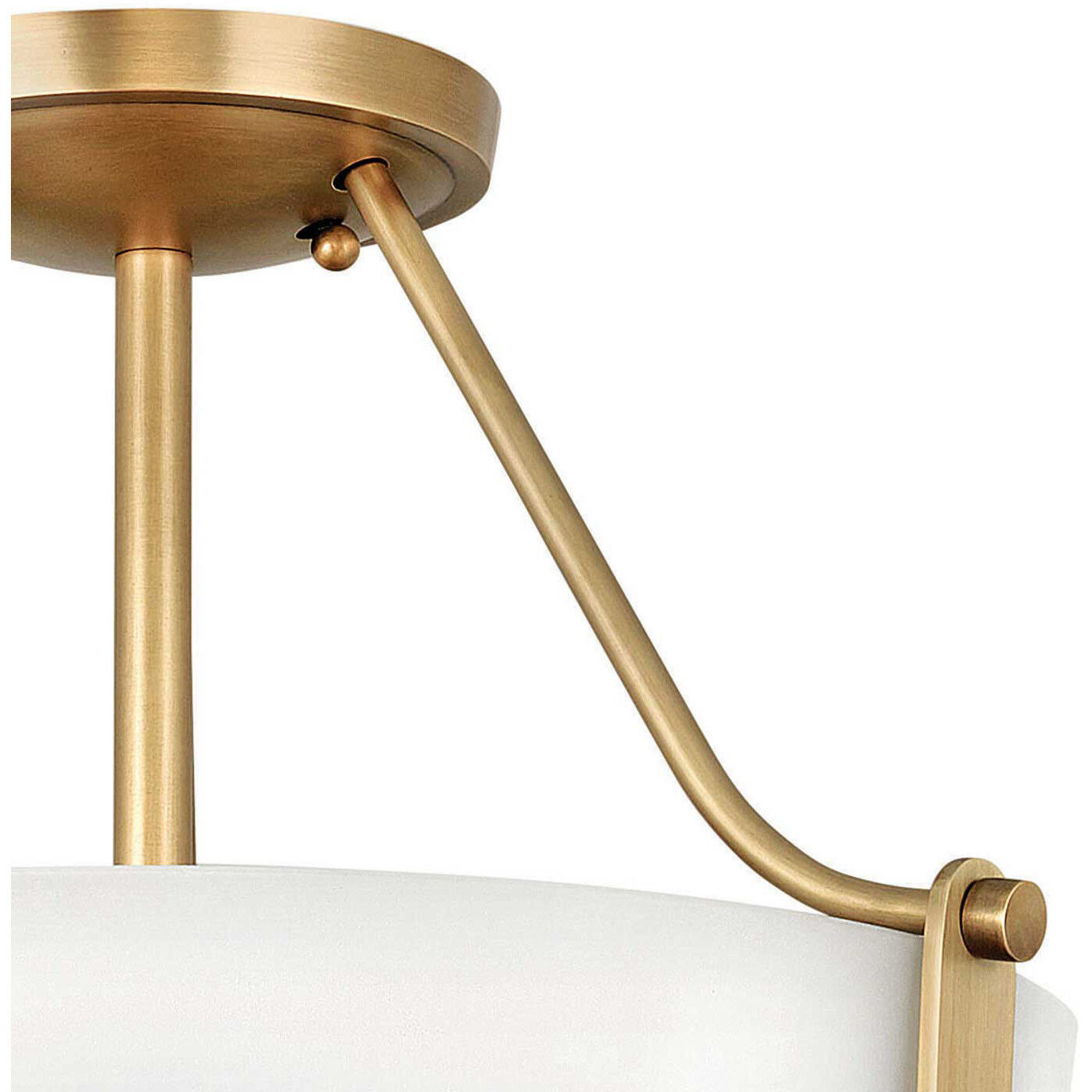 Hathaway 3 Light 16 inch Heritage Brass Indoor Semi-Flush Mount Ceiling Light in Etched White