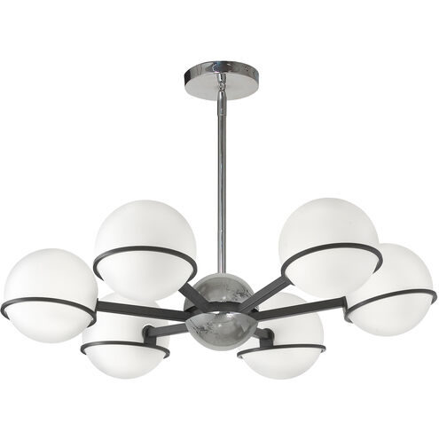 Sofia 6 Light 28 inch Matte Black with Polished Chrome Chandelier Ceiling Light in Matte Black and Polished Chrome