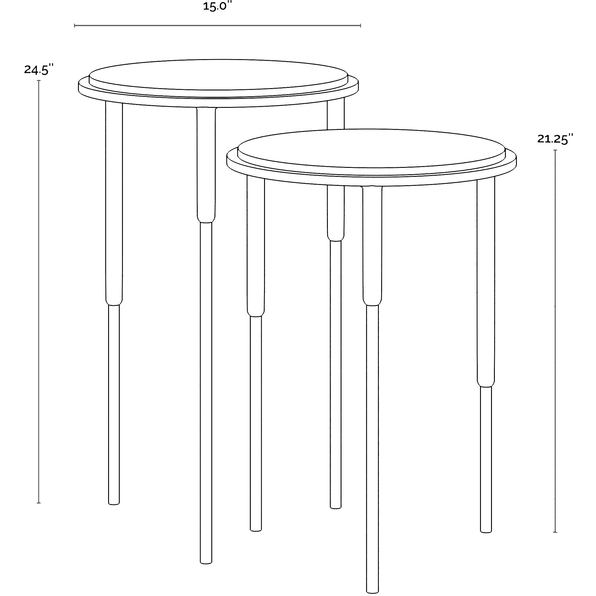 Kyrie 24.5 X 15 inch Black / Antique Brass Nesting End Tables, Set Of 2