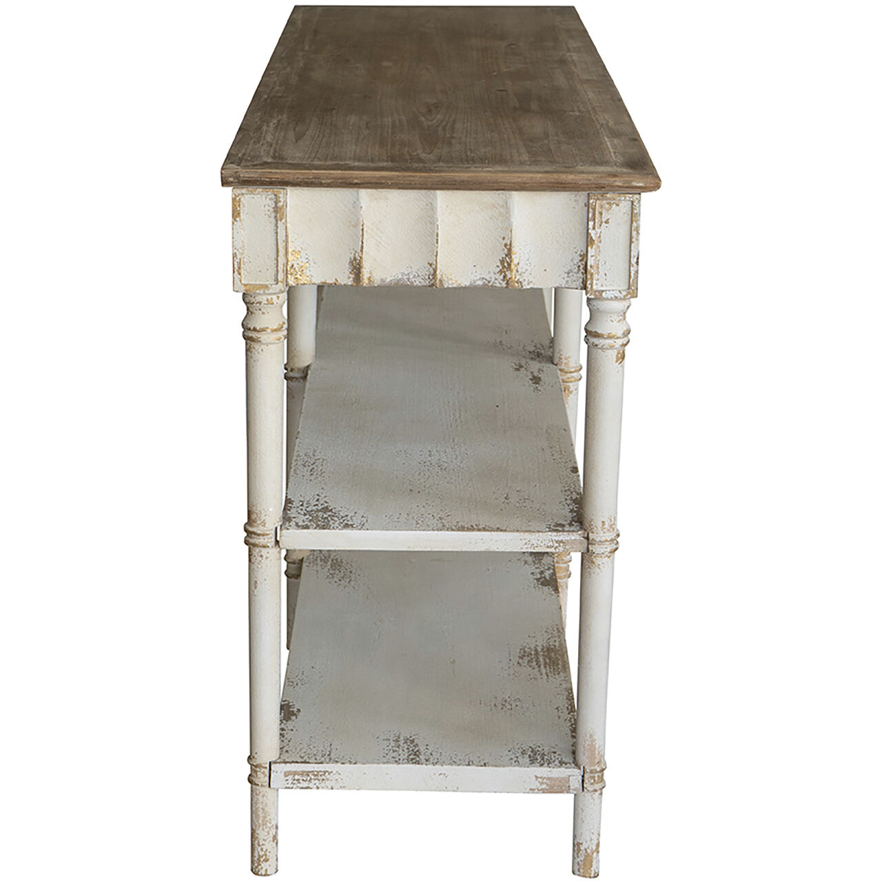 Anita 63 X 19.7 inch Distressed White and Beige Console Table