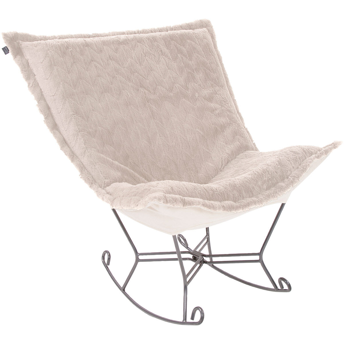 Puff Angora Natural Scroll Rocker with Cover