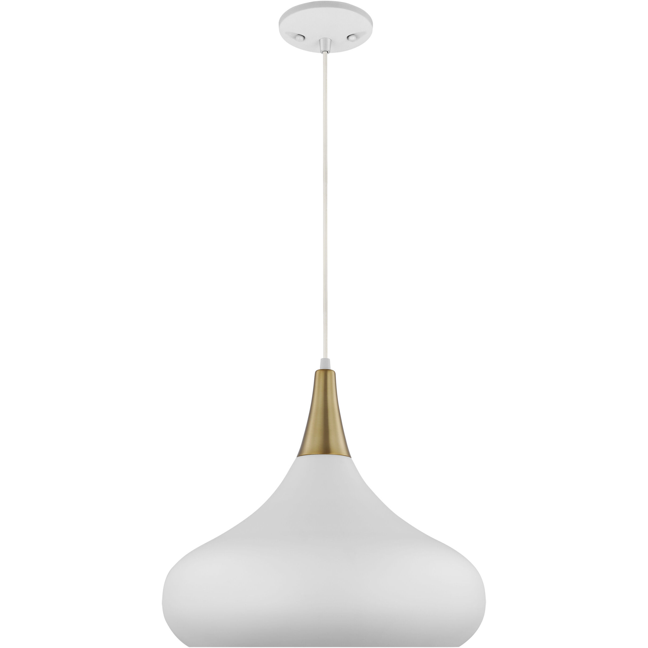 Phoenix 1 Light 18 inch Matte White/Burnished Brass Pendant Ceiling Light