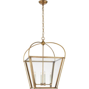 Chapman & Myers Riverside 4 Light 21 inch Antique-Burnished Brass Square Lantern Pendant Ceiling Light, Medium